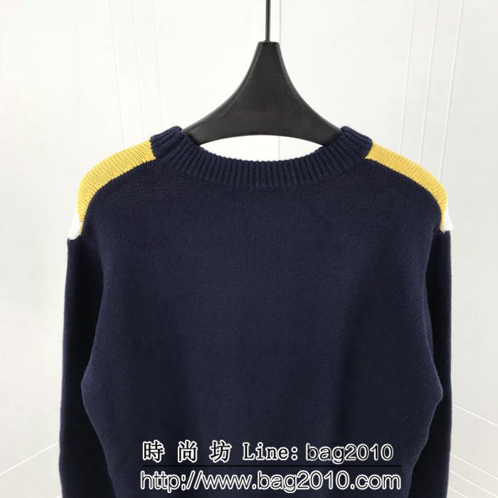 GUCCI古馳 18ss秋冬新款 撞色V型拼接 羊毛混紡毛衣 情侶款 ydi1355